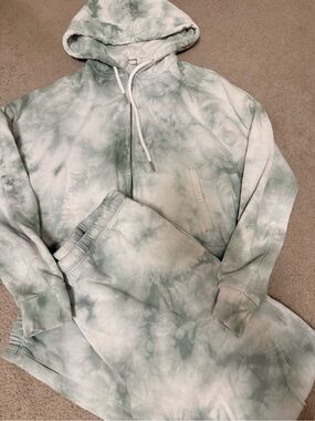 Garage Light Green Tie-Dye Zip Hoodie and Sweatpants Set Size Medium